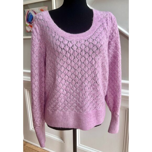 💜 Old Navy Lilac Pointelle Knit Sweater | Size M | Soft Wool Blend - Picture 1 of 6